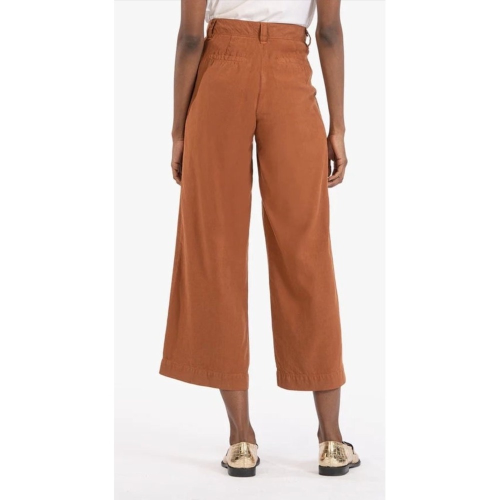 Kut from the Kloth Charlotte Mid Rise Crop Wide Leg Pants Brown Size 8 NWT $129